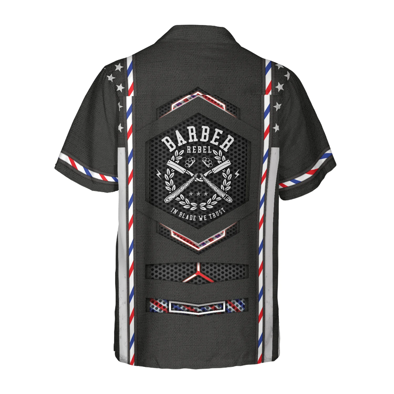 Black American Flag Barber Hawaiian Shirt Aloha Shirt For Men and Women