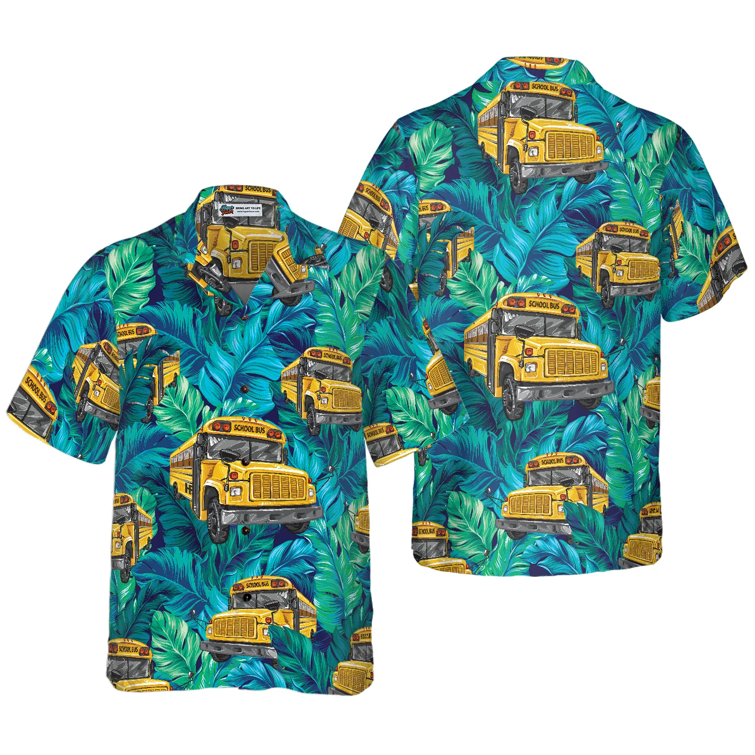 Tropical Leaves School Bus Driver Hawaiian Shirt Best Shirt For School Bus Drivers Unique Gift For Bus Drivers Aloha Shirt For Men and Women