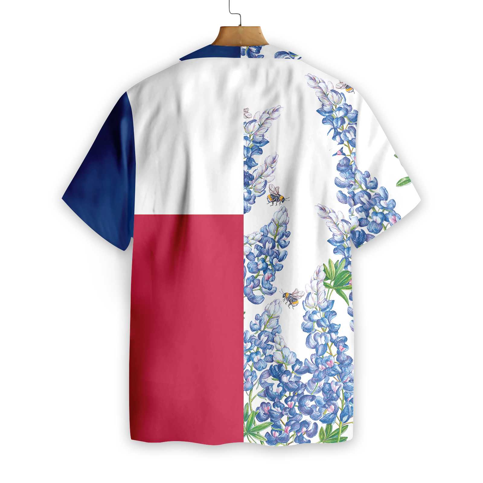 Royal Blue Bluebonnet Texas Hawaiian Shirt Floral Texas Flag Shirt Horizontal Version Proud Texas Shirt Aloha Shirt For Men and Women