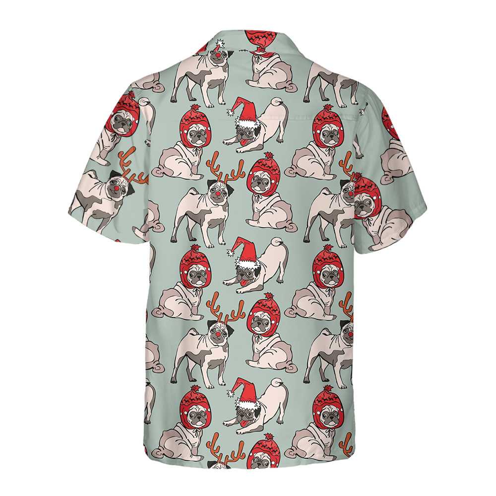 Merry Christmas Pug Dog Hawaiian Shirt Funny Christmas Shirt Christmas Gift For Dog Lovers Aloha Shirt For Men and Women