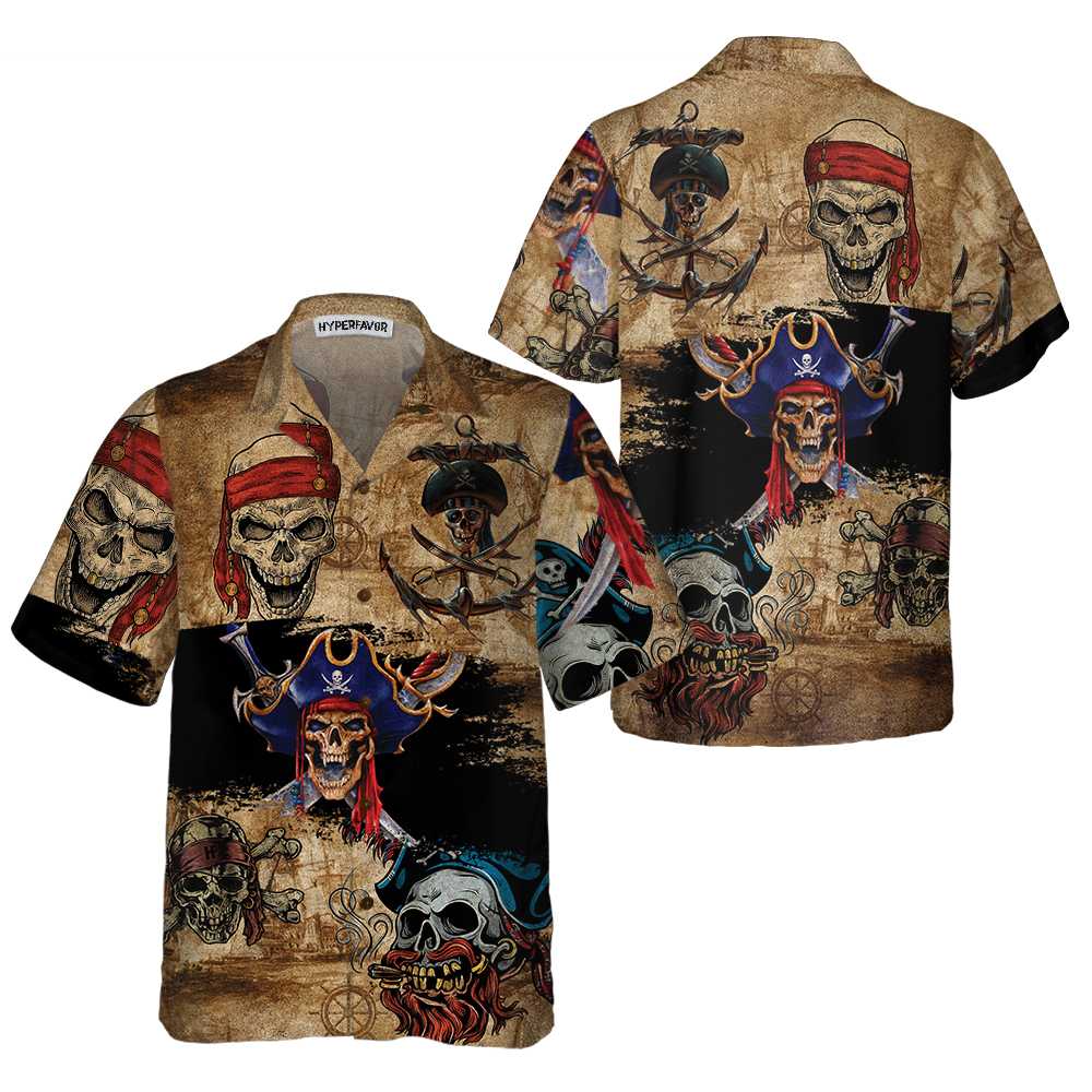 Skull Pirate Hawaiian Shirt Cool Skull Pirate Shirt Pirate Gift Idea Aloha Shirt For Men and Women