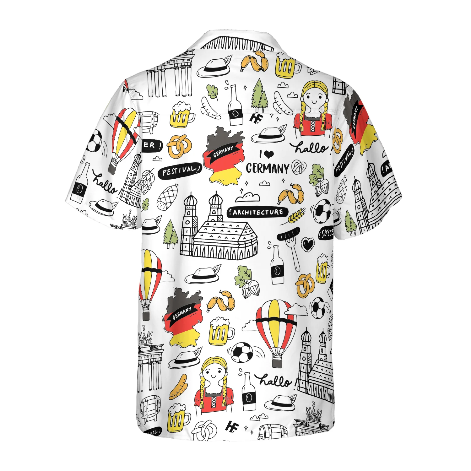 I Love Germany Doodle Hawaiian Shirt Aloha Shirt For Men and Women