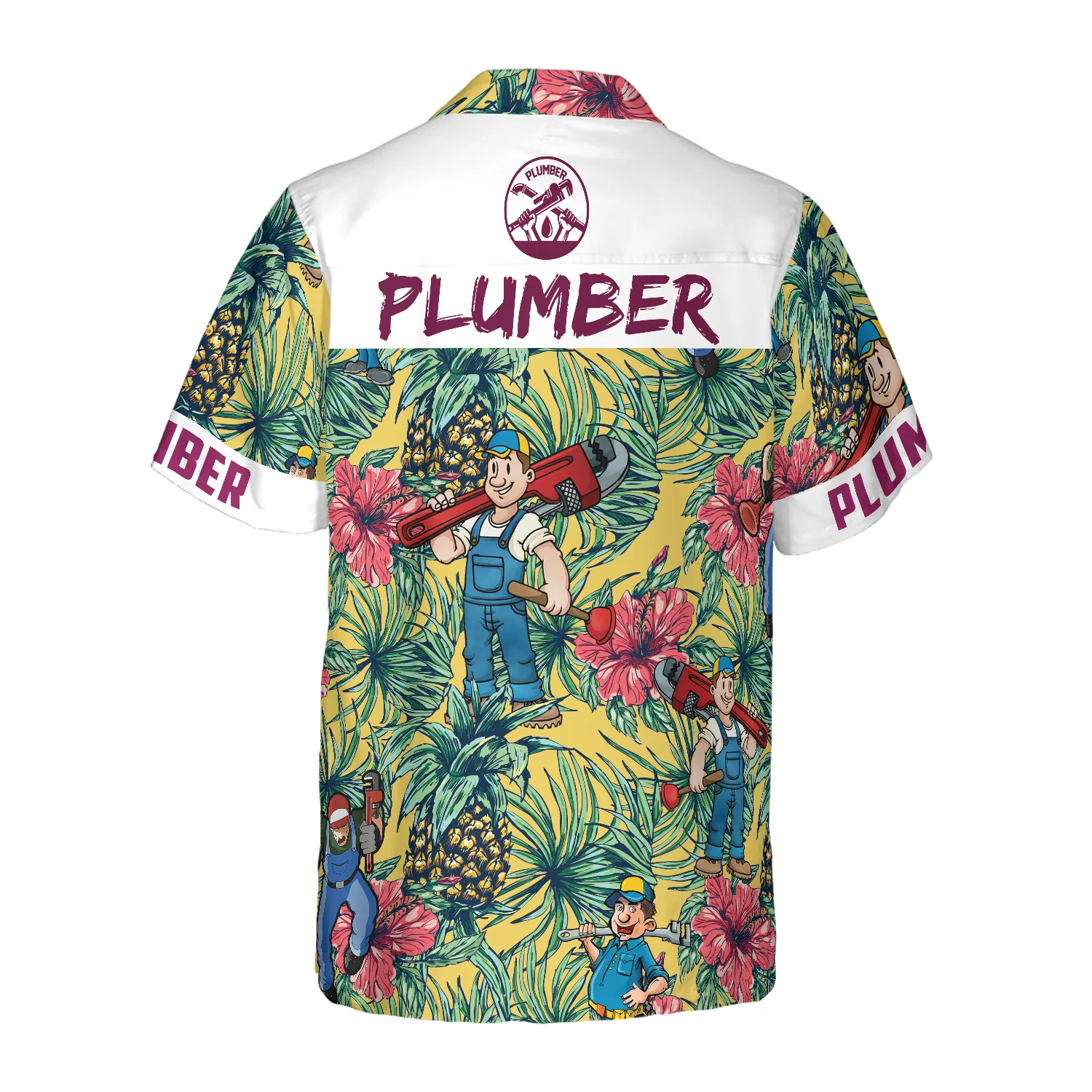 Plumber Pineapple Seamless Pattern Hawaiian Shirt Aloha Shirt For Men and Women