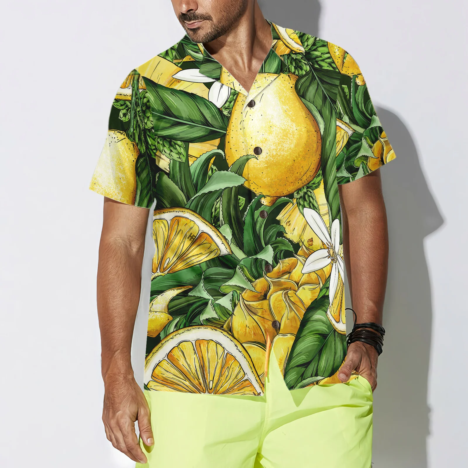 Luxury Summer Lemon  Pineapple Hawaiian Shirt Aloha Shirt For Men and Women