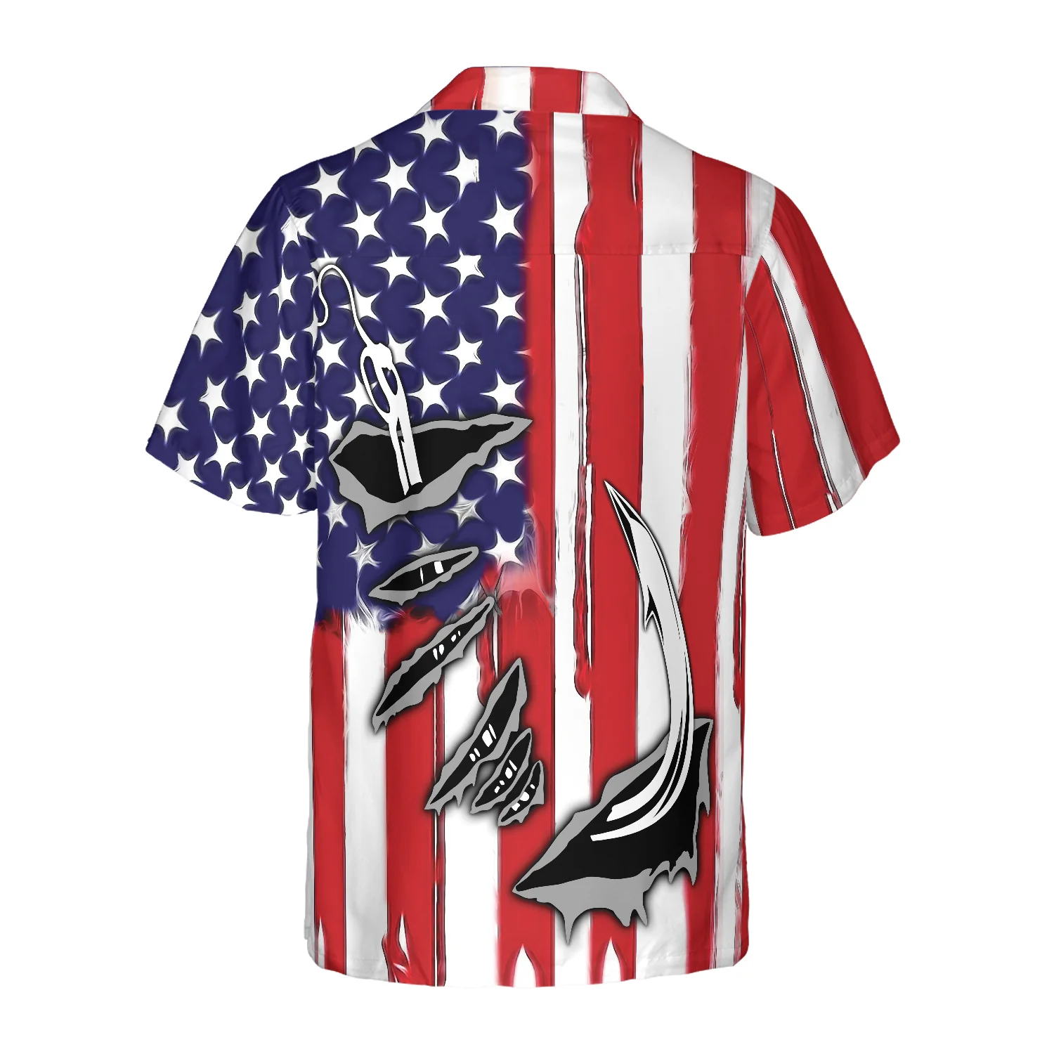 Fish Hook American Flag Hawaiian Shirt Aloha Shirt For Men and Women