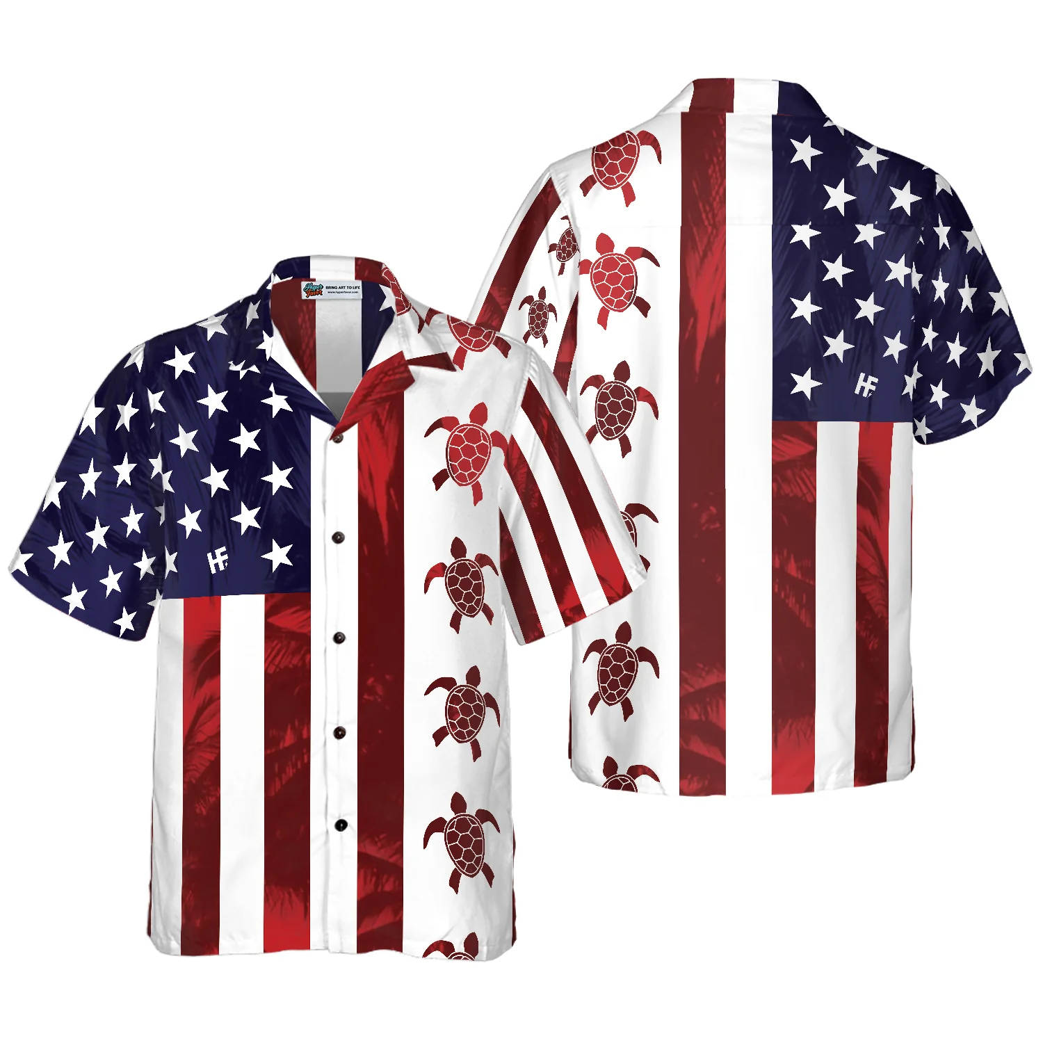 Turtle Flag American Hawaiian Shirt Aloha Shirt For Men and Women