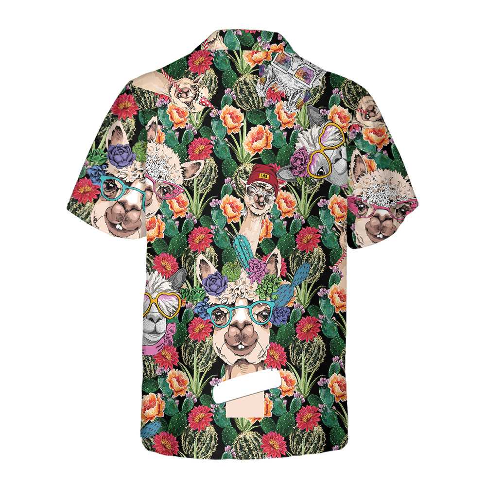 Funny Alpaca With Cactus Hawaiian Shirt Tropical Alpaca Shirt  Women Aloha Shirt For Men and Women