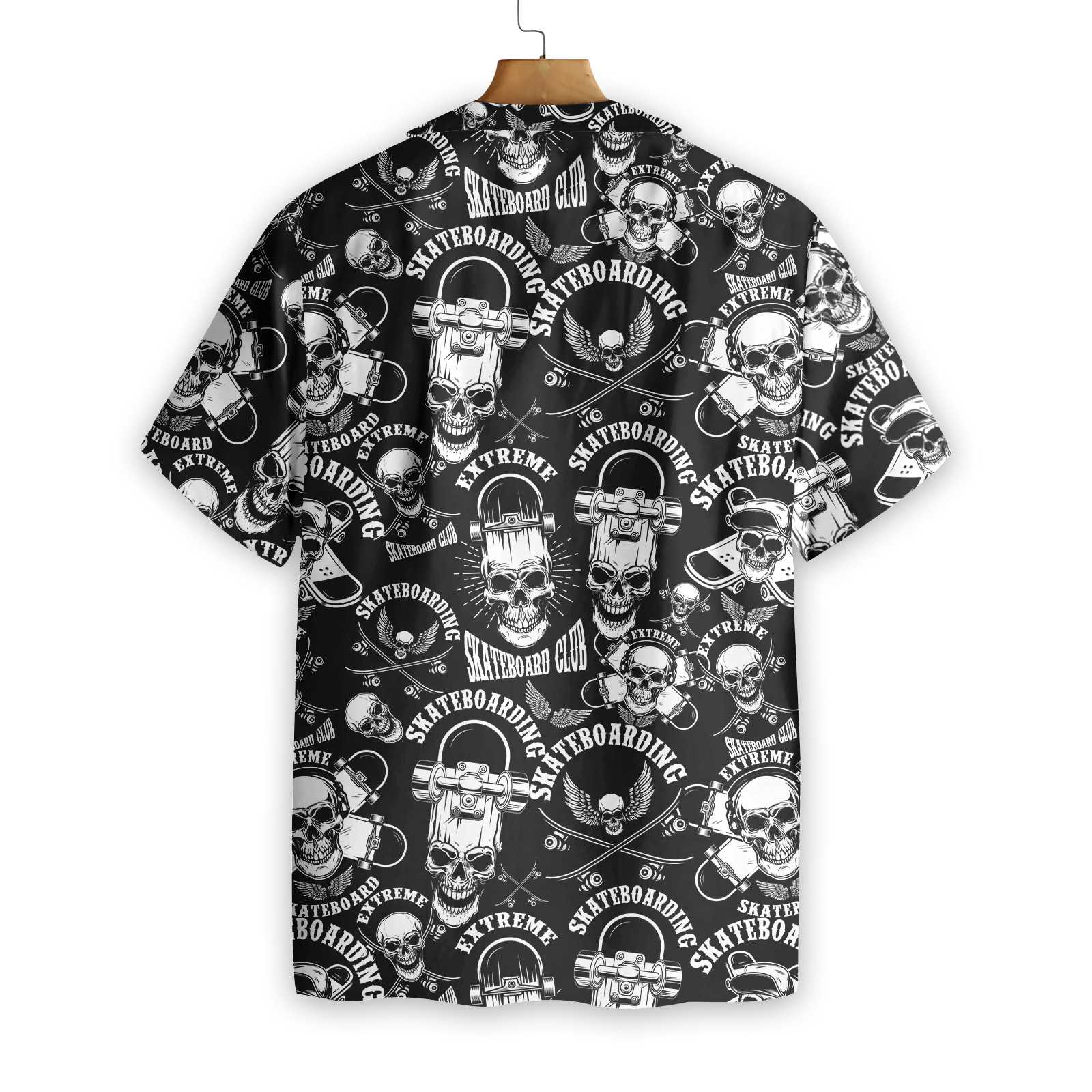 Skateboard Emblems In Monochrome Style Hawaiian Shirt Aloha Shirt For Men and Women