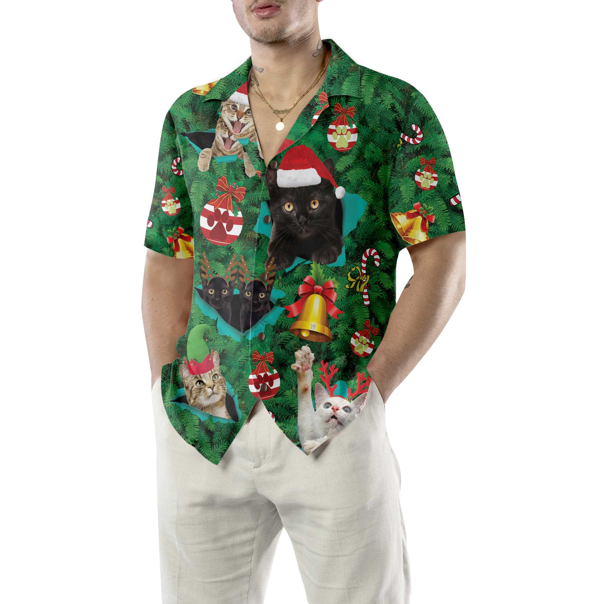 Cats For Christmas Hawaiian Shirt Funny Christmas Cat Shirt Best Gift For Christmas Aloha Shirt For Men and Women