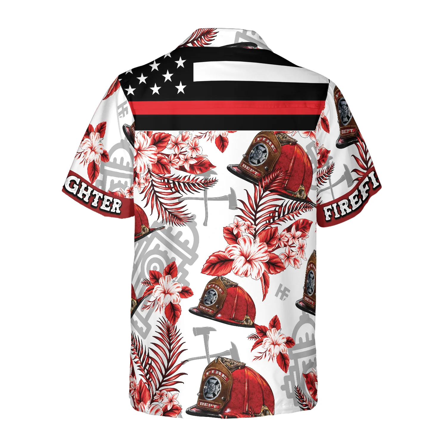 Firefighter Red Helmet Black American Flag Hawaiian Shirt Red Texas Bluebonnet Hawaiian Shirt Aloha Shirt For Men and Women