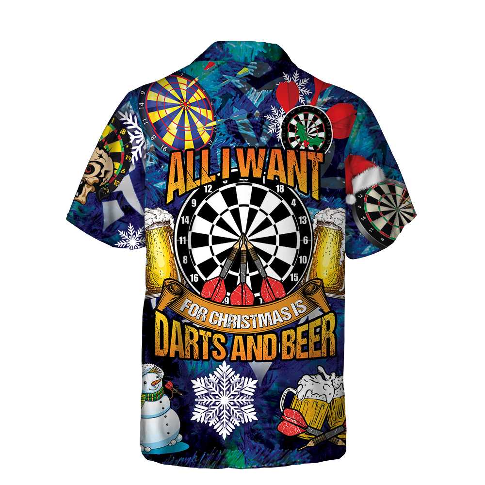 All I Want For Christmas Is Darts And Beer Hawaiian Shirt Funny Christmas Shirt Best Xmas Gift Idea Aloha Shirt For Men and Women