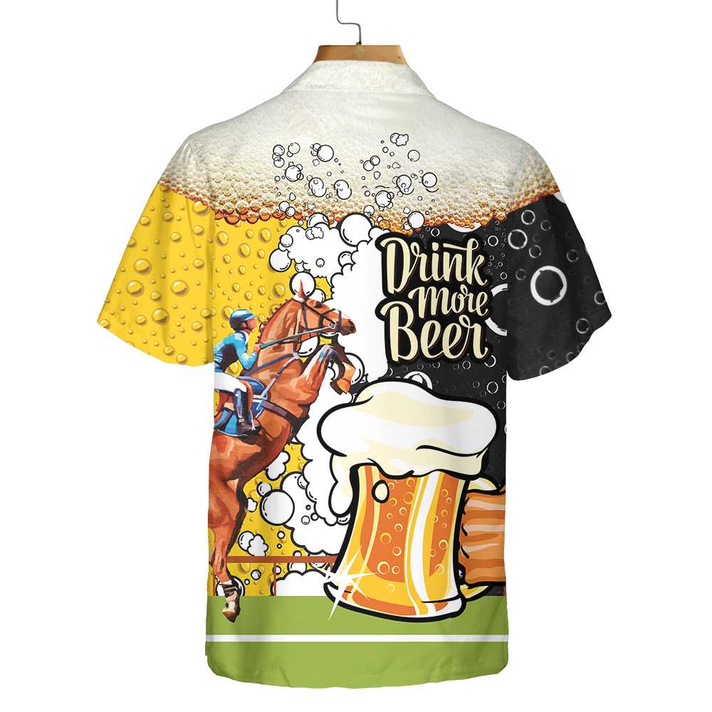 Drink More Beer And Racing Horse Hawaiian Shirt Beer Mug Pattern Shirt Beer Hawaiian Shirt Best Gift For Beer Lovers Aloha Shirt For Men and Women