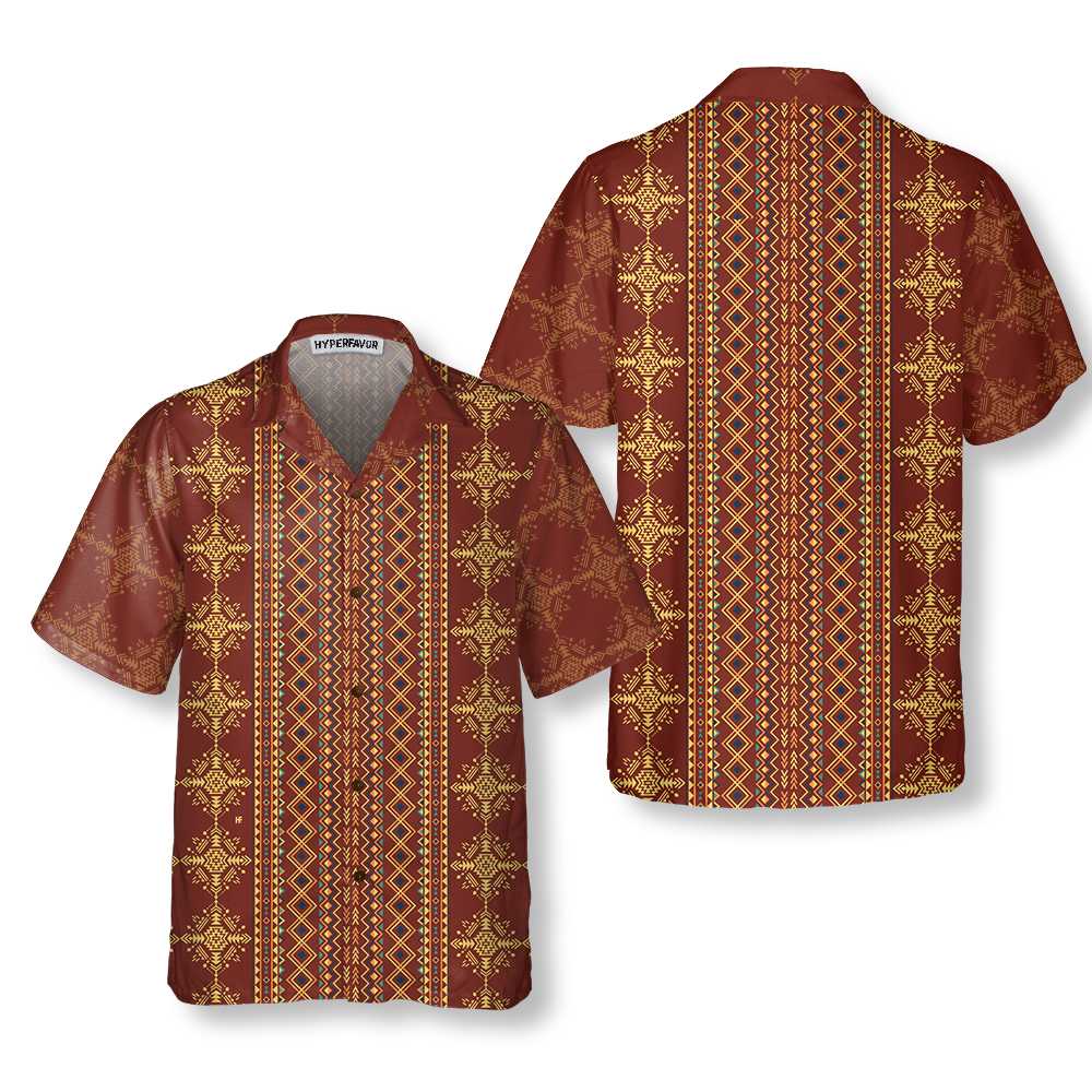 Aztec Geometric Vintage Pattern Native American Hawaiian Shirt Cool Native American Indian Shirt Aloha Shirt For Men and Women