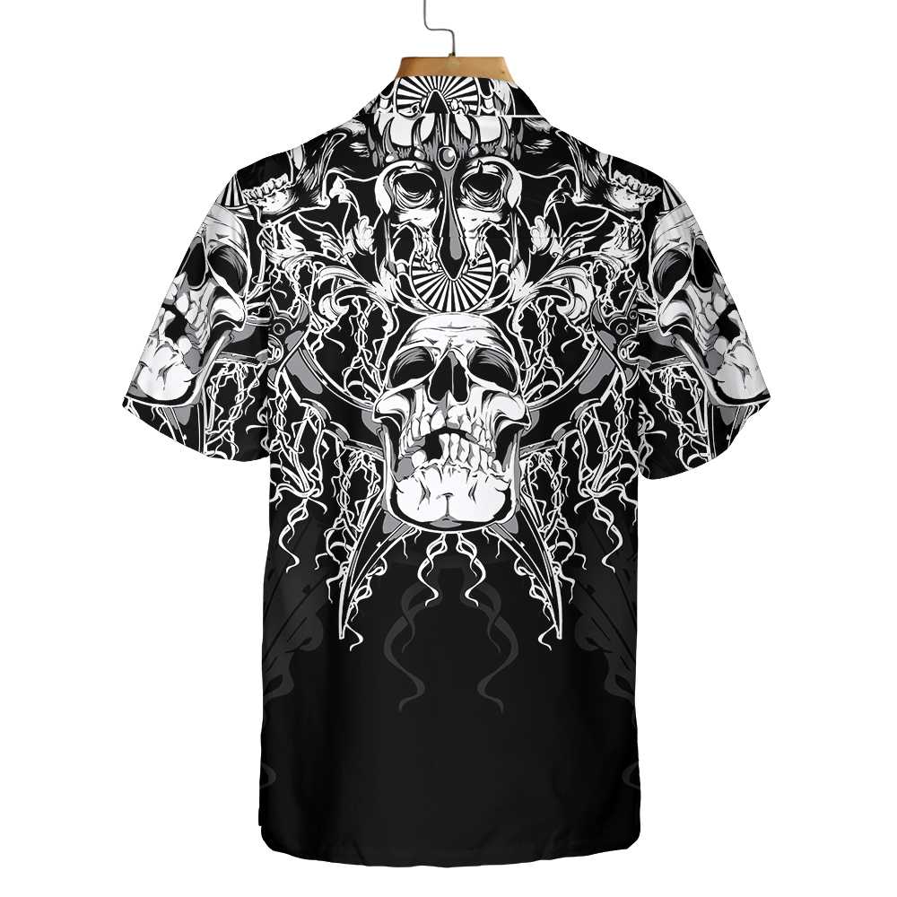 The Celtic Warrior Viking Hawaiian Shirt Black And White Celtic Skull Viking Shirt Aloha Shirt For Men and Women