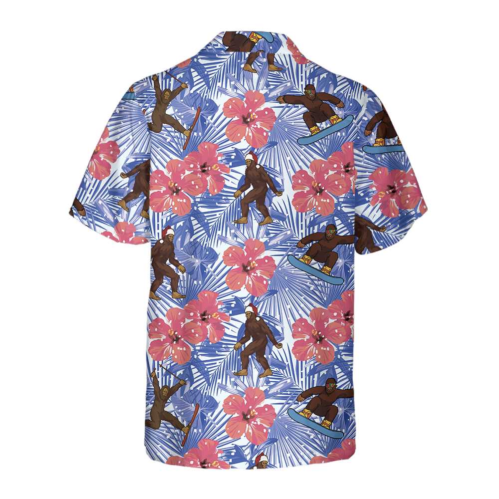 Tropical Christmas Bigfoot Hawaiian Shirt Funny Christmas Bigfoot Shirt Gift For Christmas Aloha Shirt For Men and Women