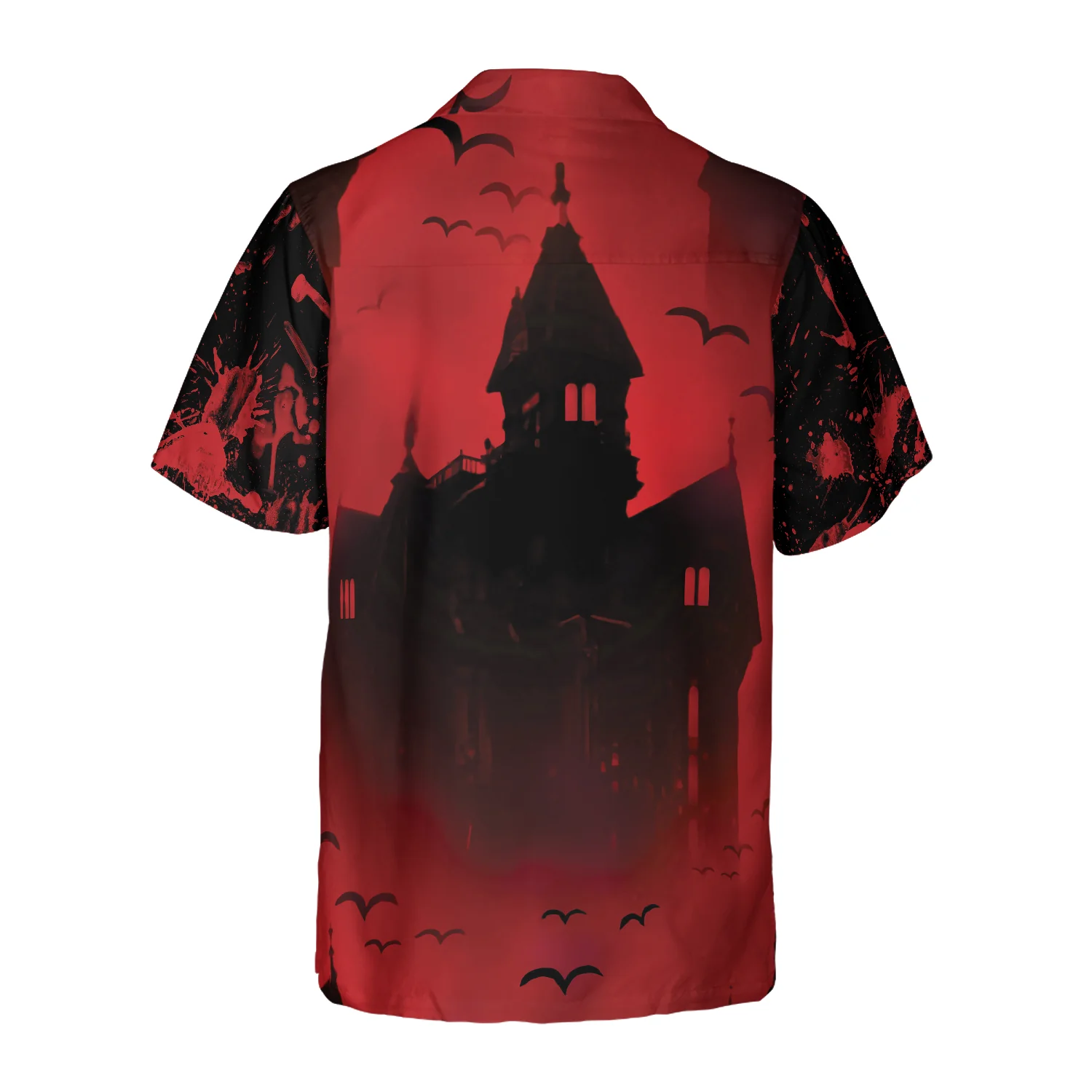 Scary Vampire Castle Halloween Hawaiian Shirt Black And Red Castle Transylvania Hawaiian Shirt Aloha Shirt For Men and Women