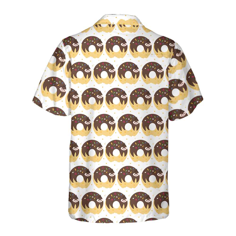 Adorable Cartoon Sloth On Donut Hawaiian Shirt Funny Sloth Shirt For Adults Sloth Themed Gift Idea Aloha Shirt For Men and Women