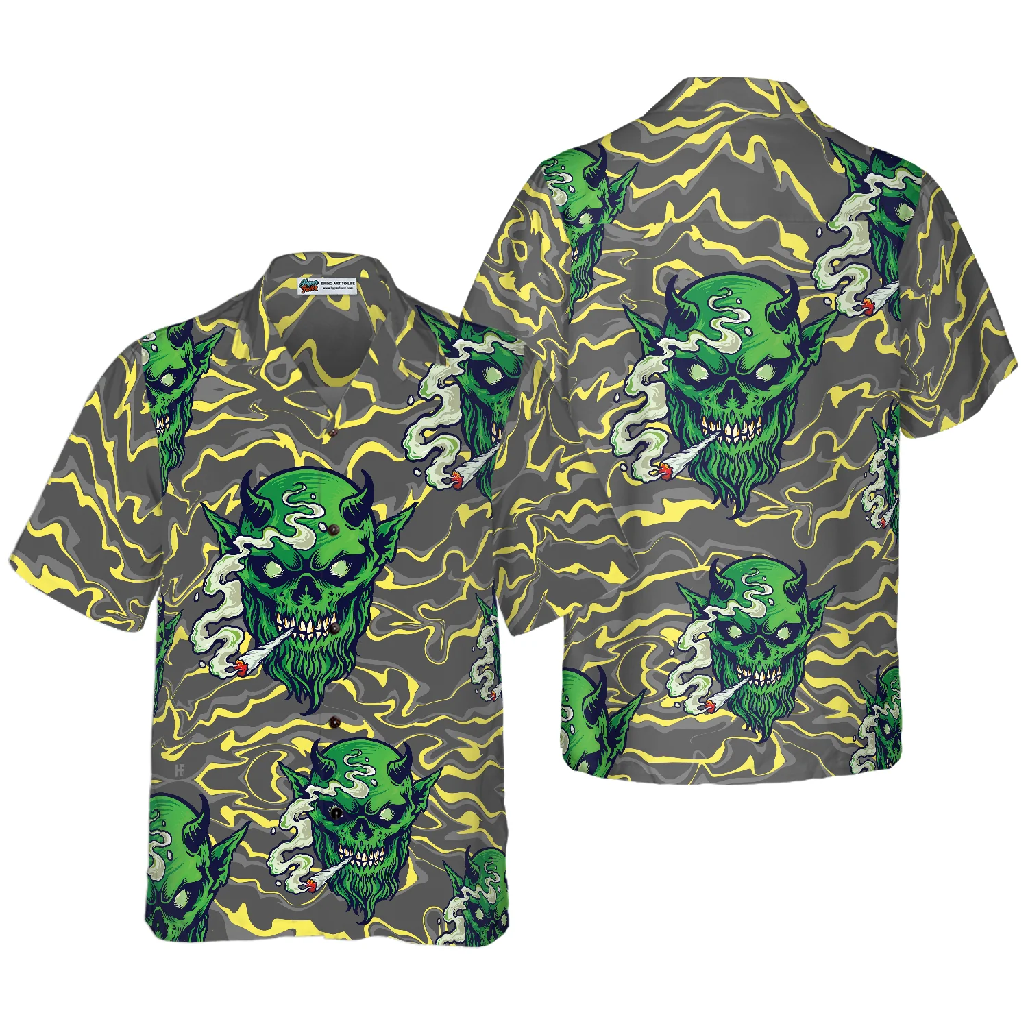 Gothic Satan Smokes Green Thing Hawaiian Shirt Goth Hawaiian Shirt Aloha Shirt For Men and Women