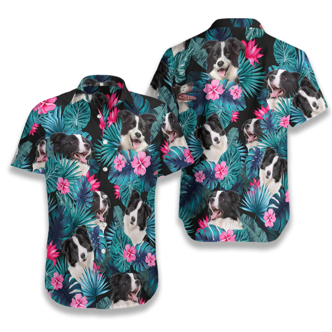 Tropical Border Collie Hawaiian Shirt Aloha Shirt For Men and Women