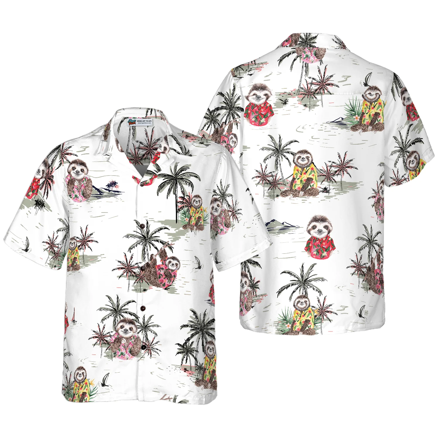 Tropical Sloth Shirt Hawaiian Shirt Aloha Shirt For Men and Women