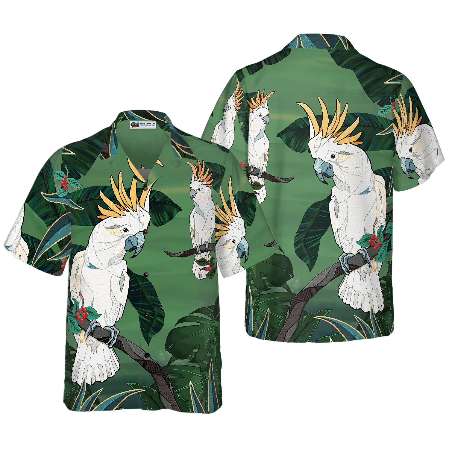 Tropical Cockatoo Parrot Hawaiian Shirt Aloha Shirt For Men and Women