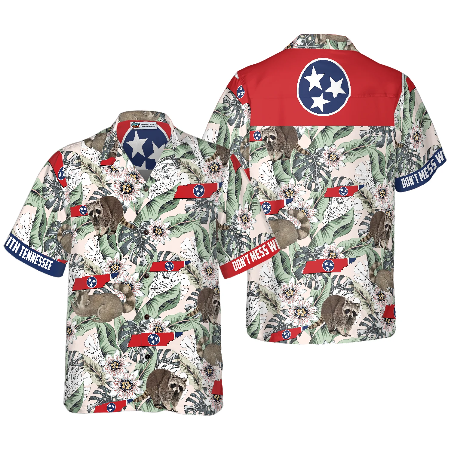 Tennessee Raccoon And Passion Flowers Hawaiian Shirt Aloha Shirt For Men and Women