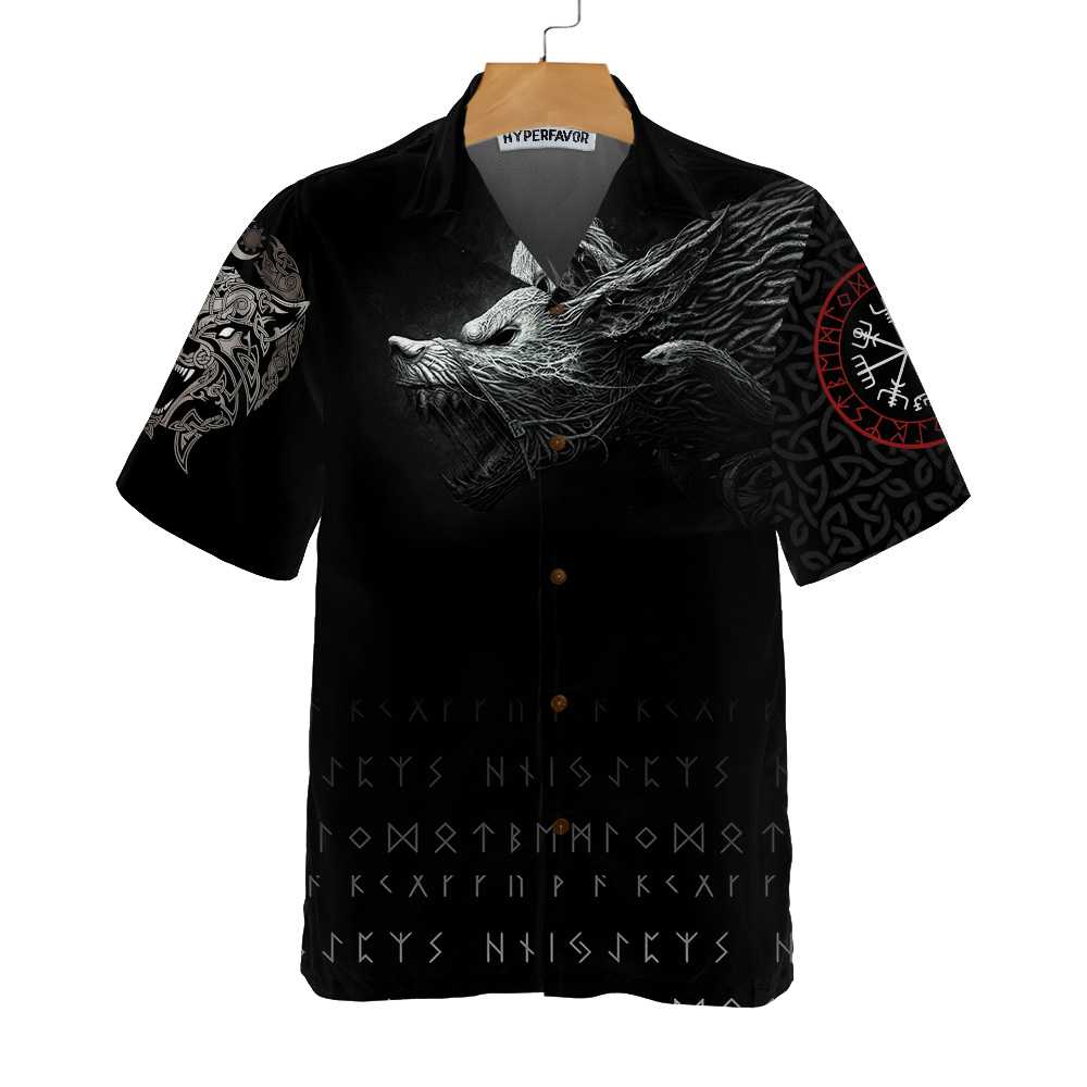 Viking Fenrir Wolf Hawaiian Shirt Aloha Shirt For Men and Women