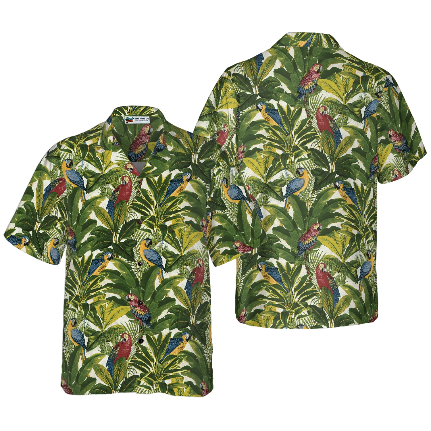 Exotic Parrots Tropical Leaves Hawaiian Shirt Aloha Shirt For Men and Women