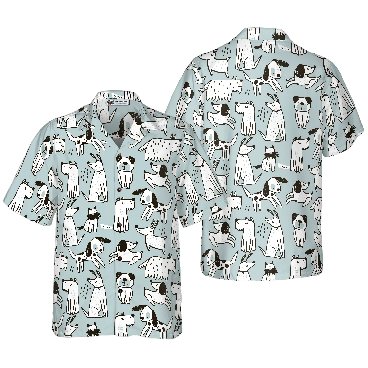 Seamless Pattern With Cute Dogs Hawaiian Shirt Aloha Shirt For Men and Women