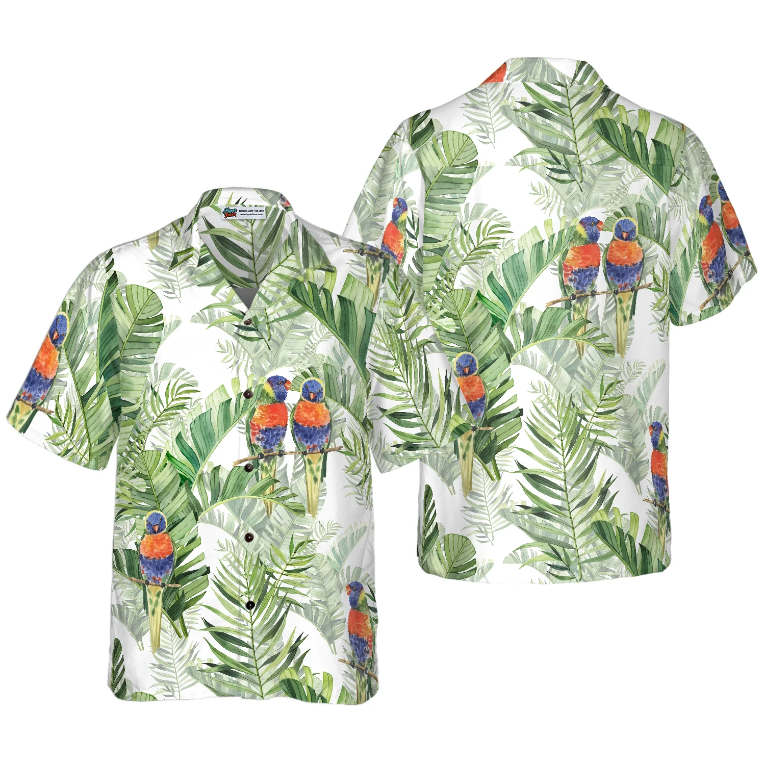 Beautiful Watercolor Parrots In Green Hawaiian Shirt Aloha Shirt For Men and Women