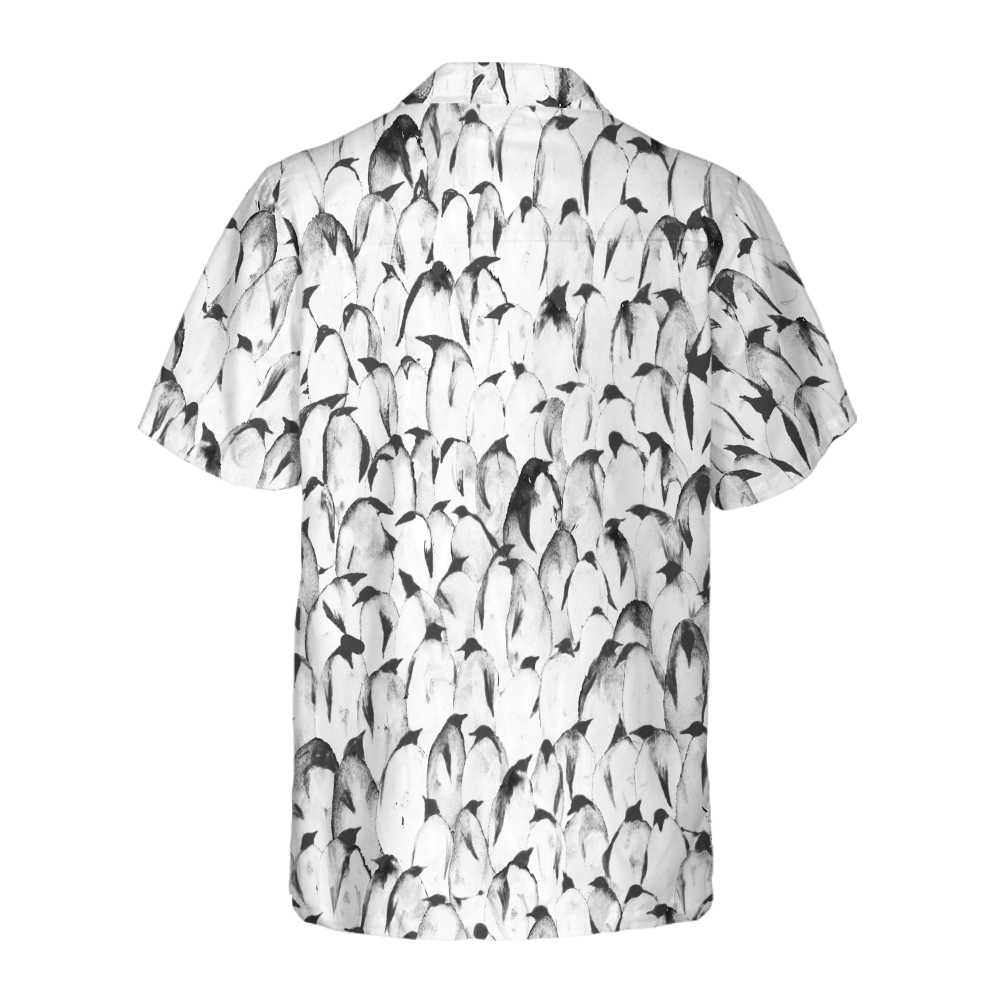 Crowd Penguin Seamless Pattern Penguin Hawaiian Shirt Cool Penguin Shirt Penguin Themed Gift Idea Aloha Shirt For Men and Women