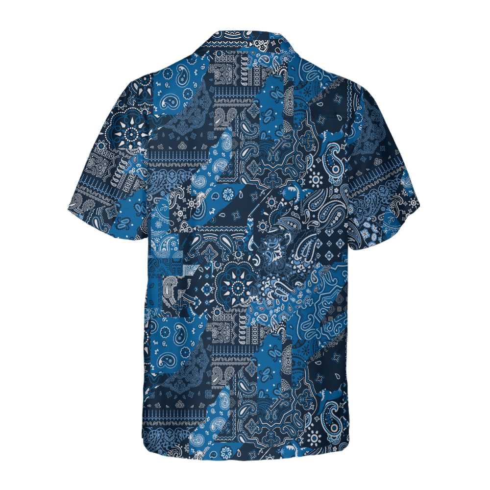 Blue Bandana Kerchief Paisley Pattern Hawaiian Shirt Paisley Shirt Paisley Print Shirt Aloha Shirt For Men and Women