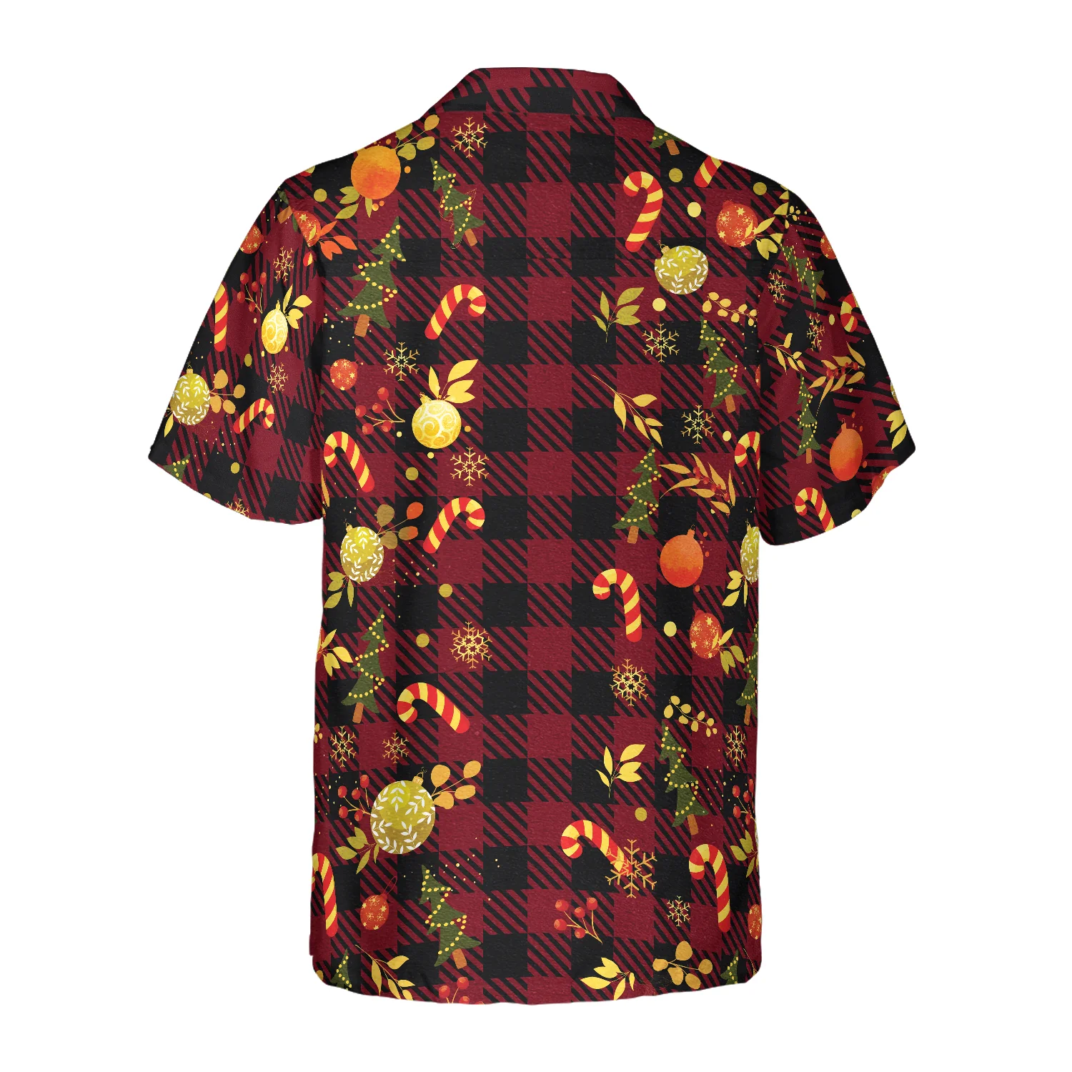 Hyperfavor Christmas Hawaiian Shirts Merry Christmas Red Plaid Pattern Shirt Short Sleeve Christmas Shirt Idea Gift Aloha Shirt For Men and Women