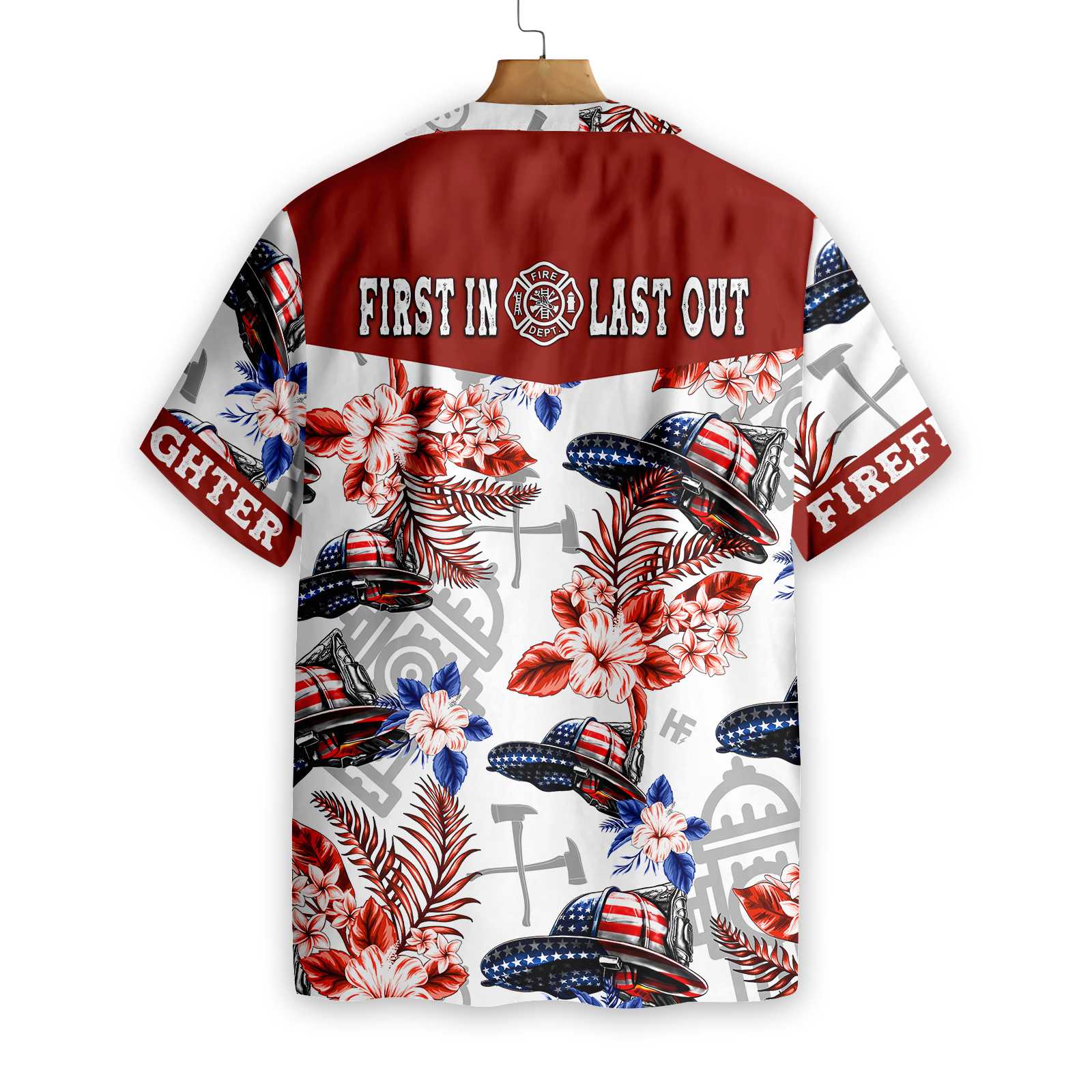 American Flag Firefighter Helmet Seamless Firefighter Hawaiian Shirt Texas Bluebonnet Firefighter Shirt Aloha Shirt For Men and Women