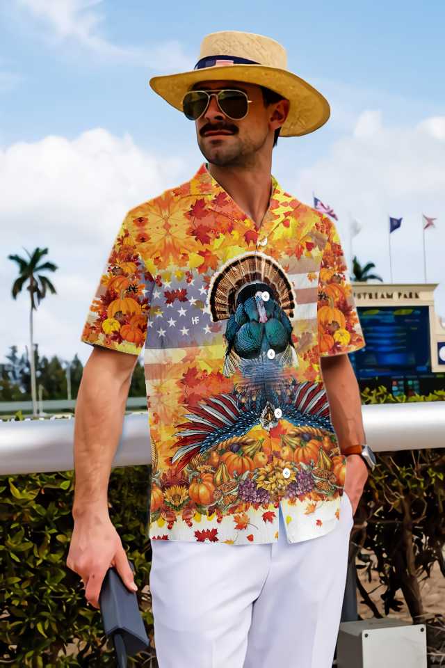 American Turkey Thanksgiving Hawaiian Shirt Unique Gift For Thanksgiving Day Aloha Shirt For Men and Women