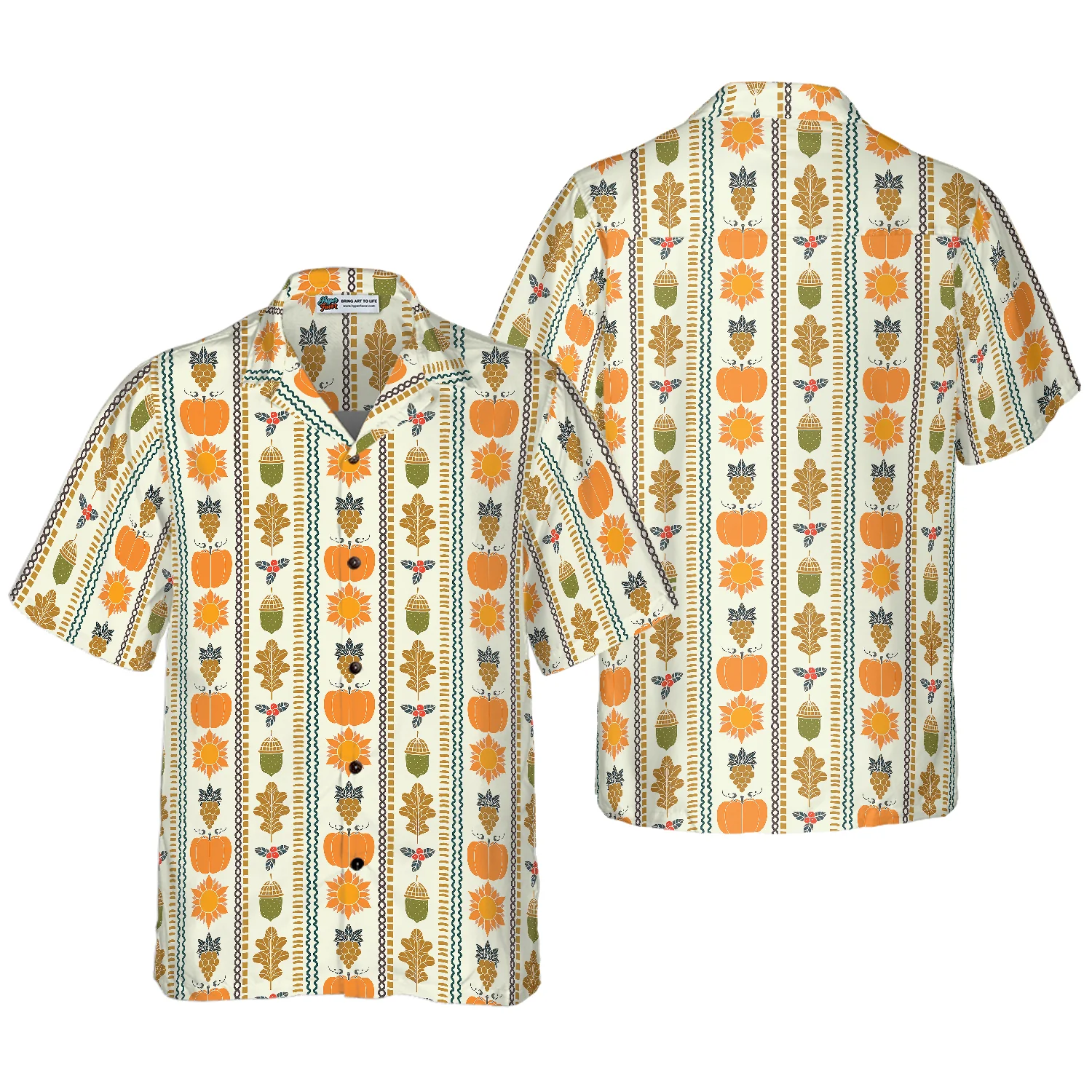 Thanksgiving Day Vertical Pattern Hawaiian Shirt Aloha Shirt For Men and Women