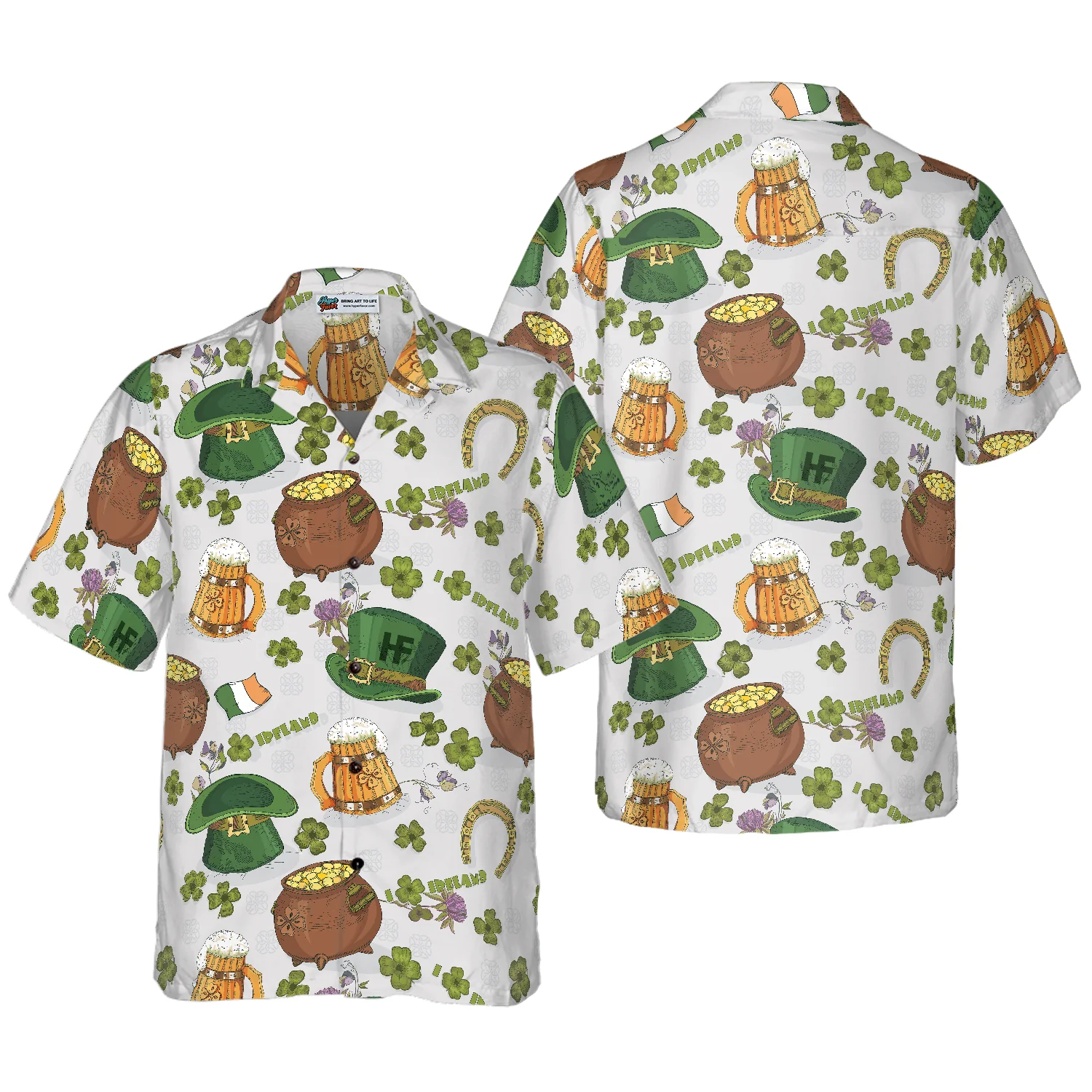 Happy Saint Patricks Day Ireland Proud Pattern 2 Hawaiian Shirt Aloha Shirt For Men and Women