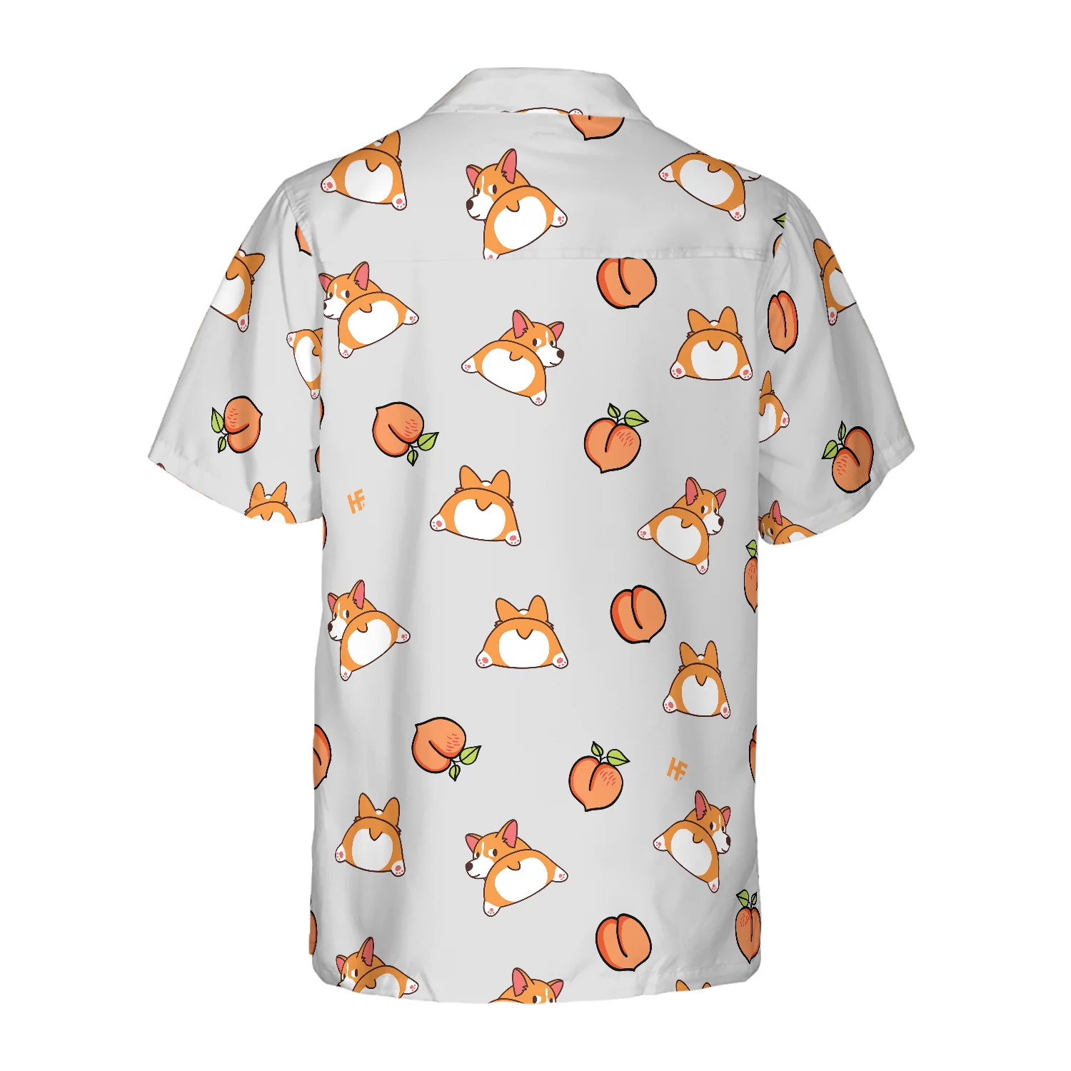 Corgi Butt And Peaches Seamless Hawaiian Shirt Aloha Shirt For Men and Women