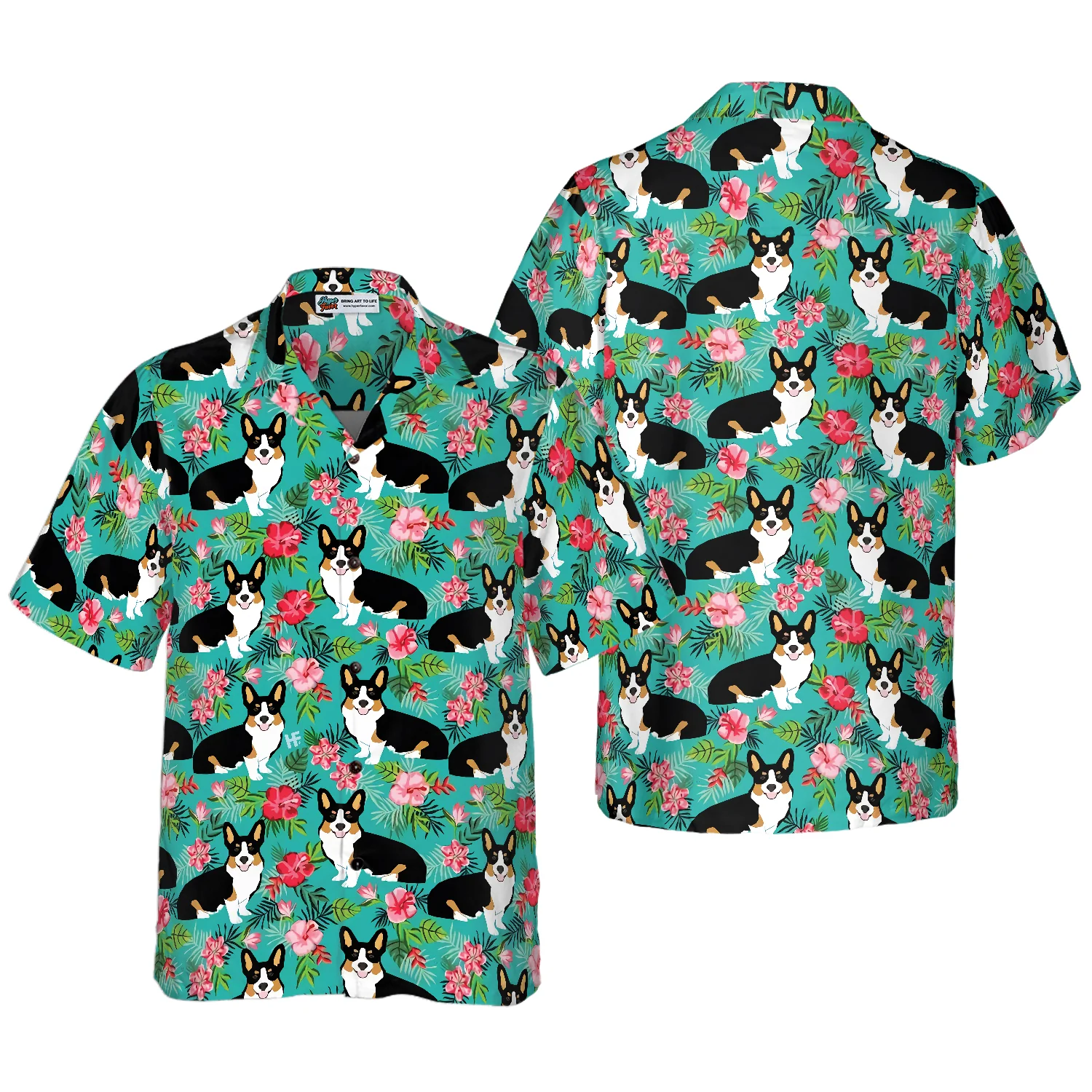 Tropical Floral Corgi Hawaiian Shirt Corgi Shirt Aloha Shirt For Men and Women