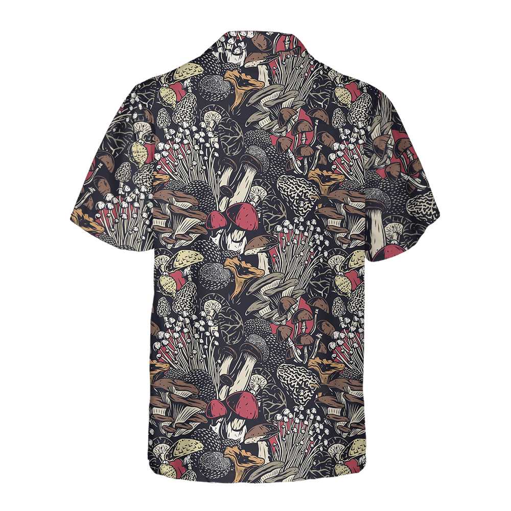 Mushroom Forest Hawaiian Shirt Unique Mushroom Print Shirt  Women Aloha Shirt For Men and Women