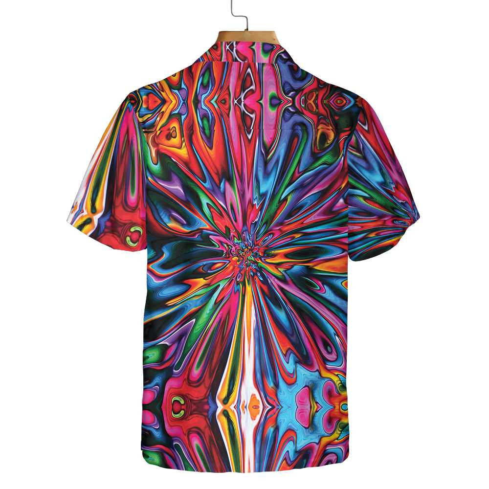 Hippie Colorful Kaleidoscope Hawaiian Shirt Abstract Hippie Art Shirt Unique Hippie Gift Aloha Shirt For Men and Women