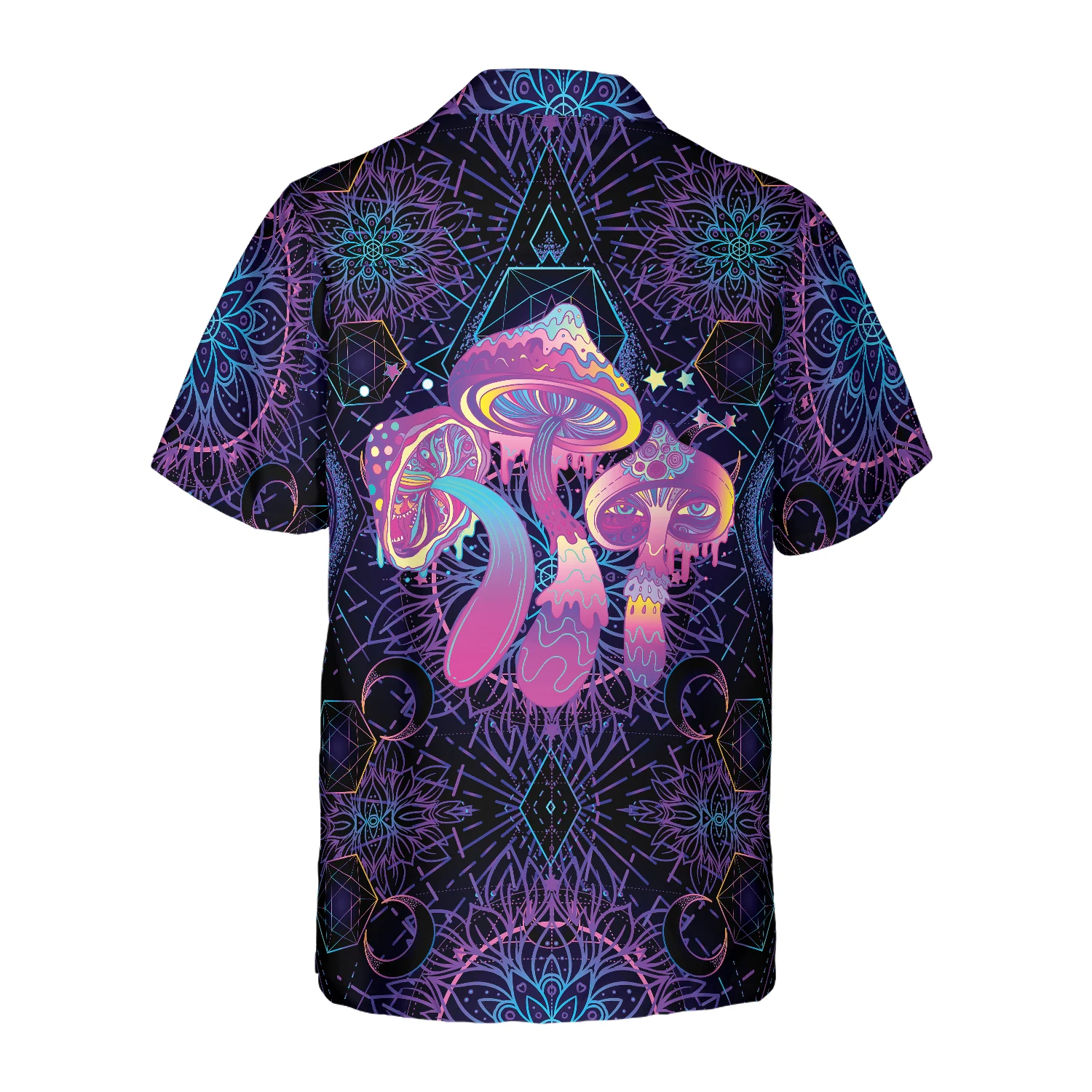 Magic Mushrooms Over Sacred Geometry Hawaiian Shirt Aloha Shirt For Men and Women