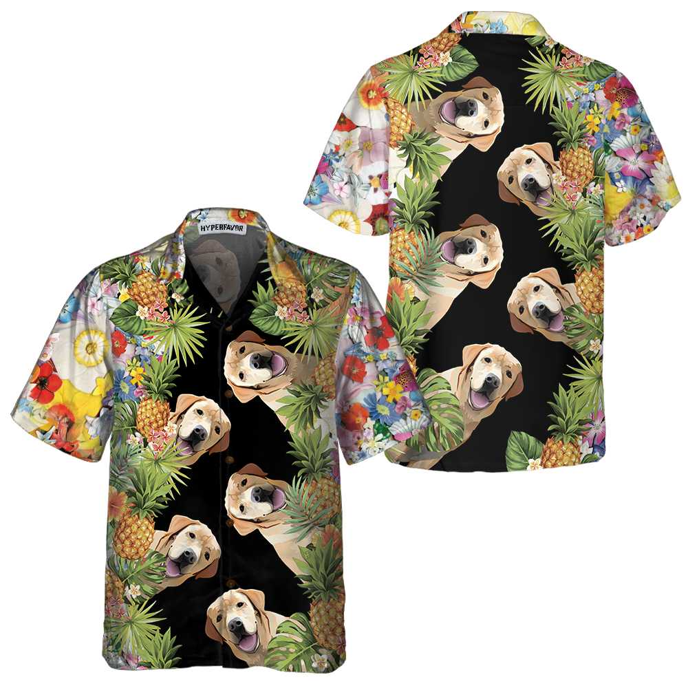 Labrador Retriever Aloha Hawaiian Shirt Funny Yellow Labrador Shirt  Women Aloha Shirt For Men and Women