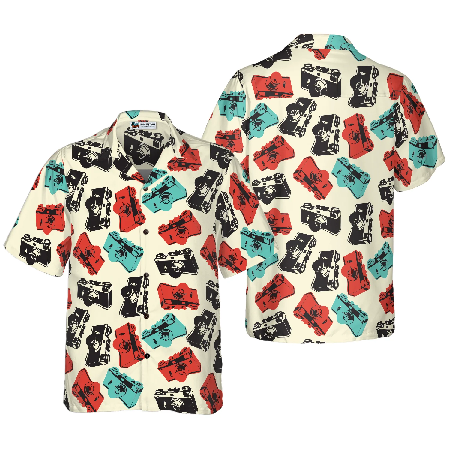 Camera Seamless Pattern Shirt Hawaiian Shirt Aloha Shirt For Men and Women