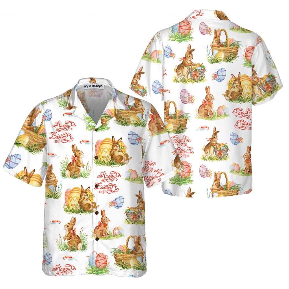 Spring Easter Hawaiian Shirt Easter Bunny Shirt Easter Shirt  Women Aloha Shirt For Men and Women