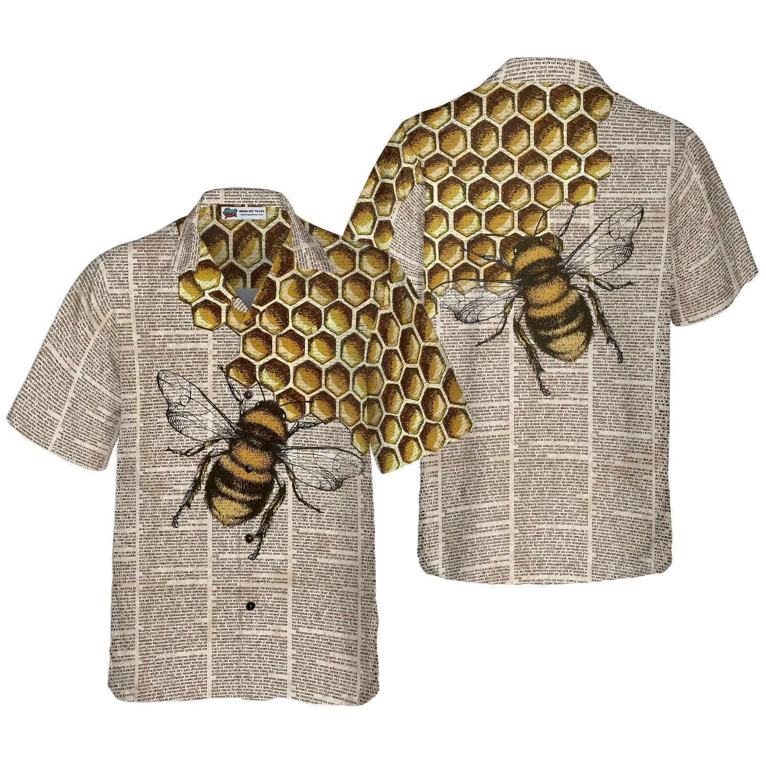 Vintage Honey Bee Hawaiian Shirt Aloha Shirt For Men and Women