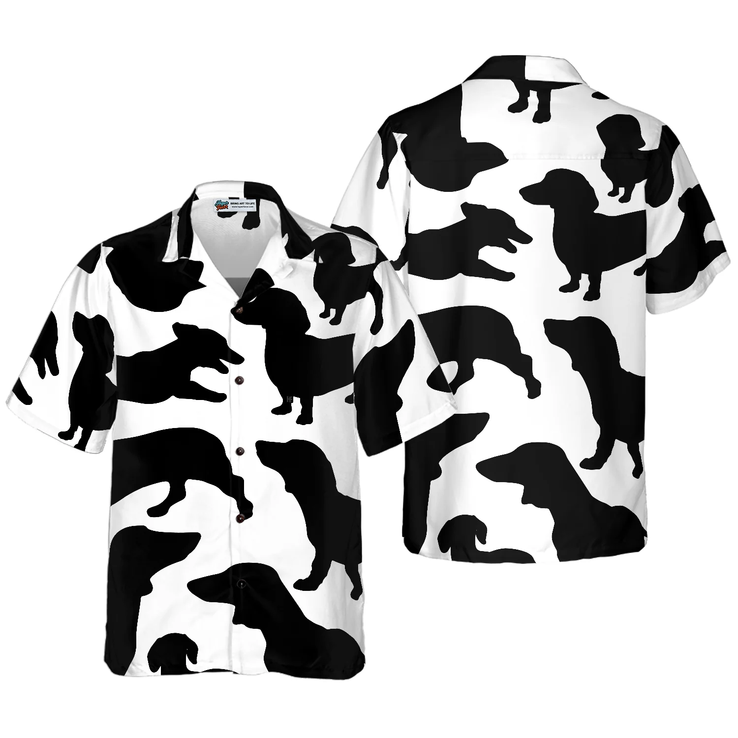 Black And White Dachshunds Pattern Hawaiian Shirt Aloha Shirt For Men and Women