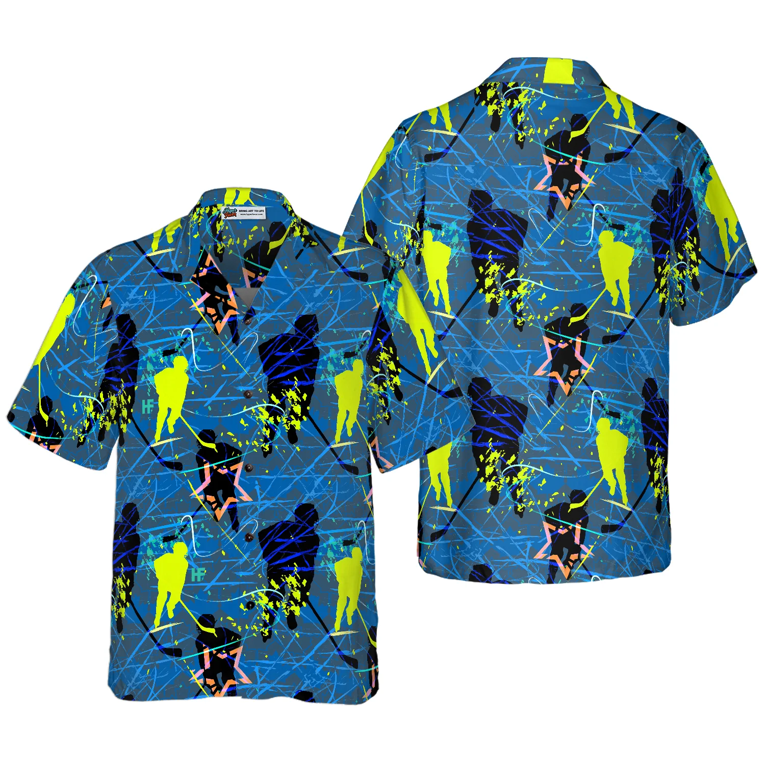 Seamless Hockey Pattern Hawaiian Shirt Aloha Shirt For Men and Women