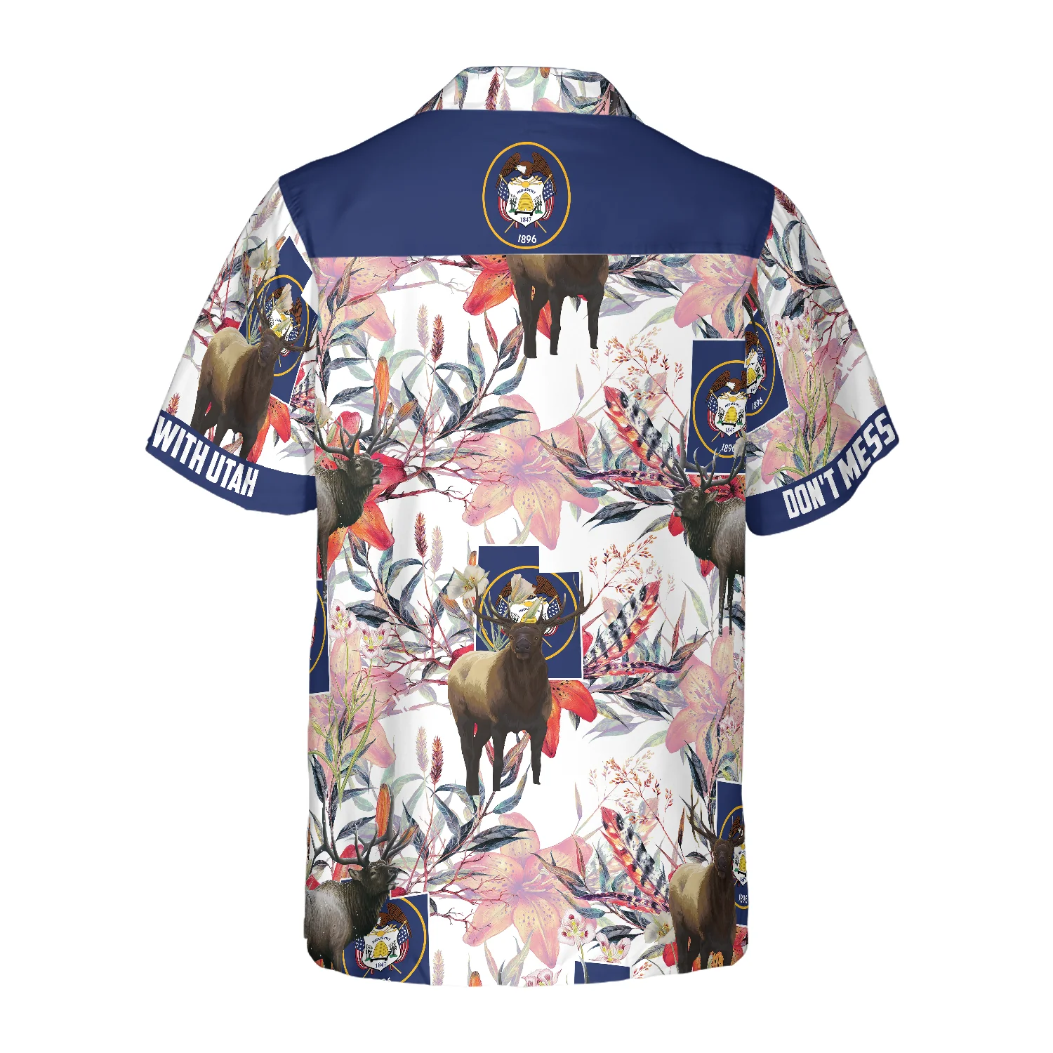 Utah Elk And The Sego Lily Hawaiian Shirt Aloha Shirt For Men and Women