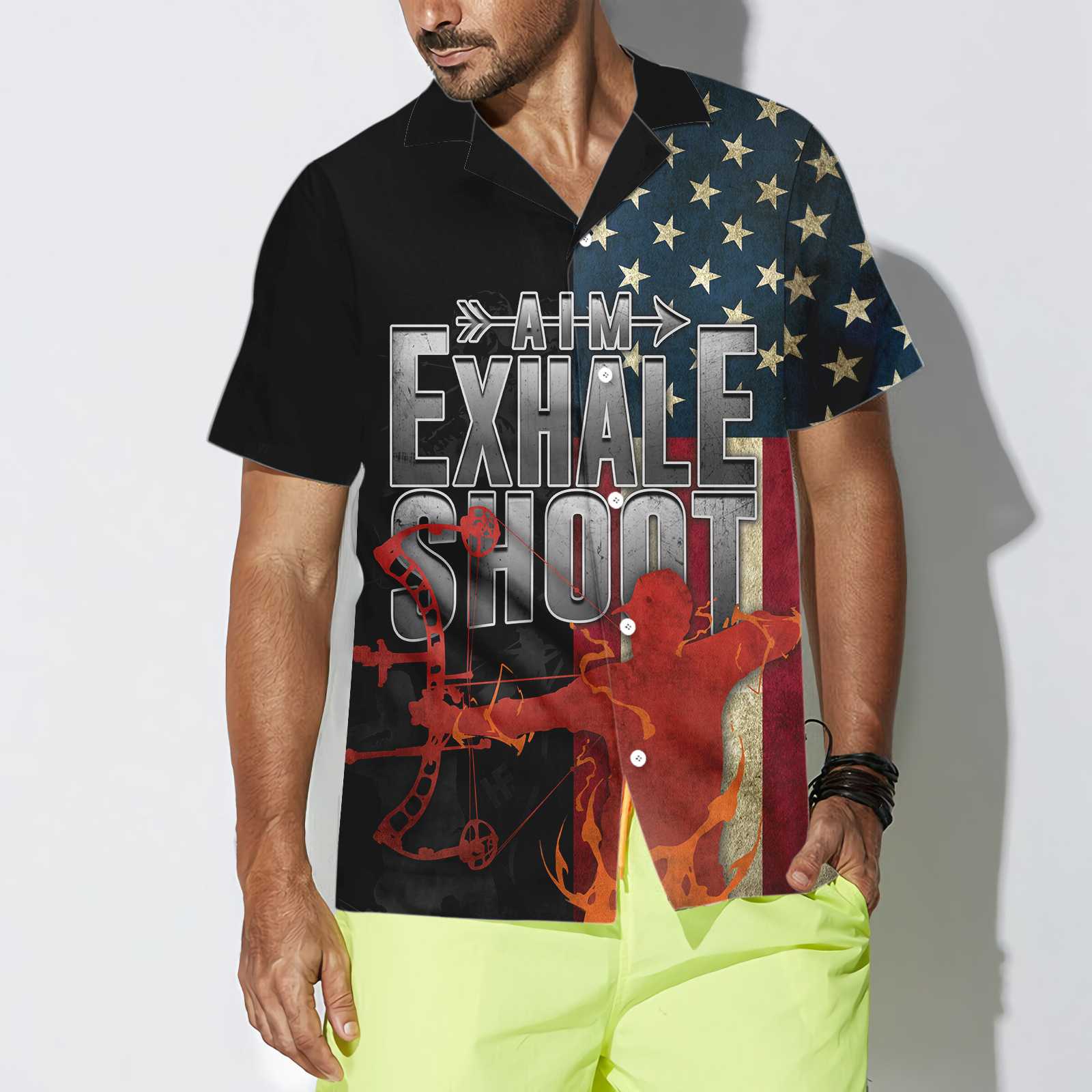 Aim Exhale Shoot Archery Hawaiian Shirt Aloha Shirt For Men and Women